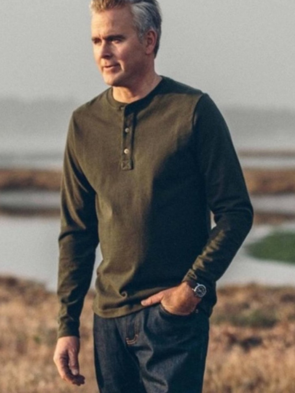Taylor Stitch The Heavy Bag Henley in Cyprus Green Sz M